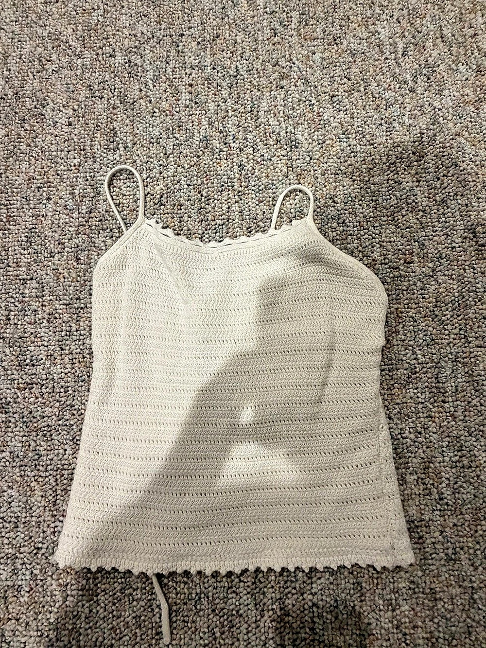 Abercrombie & Fitch Crochet-Style Tie-Back Tank White Size Small